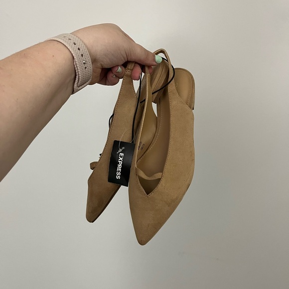 Express Ballet Style Tan Suede Pointed Flats - Picture 5 of 5